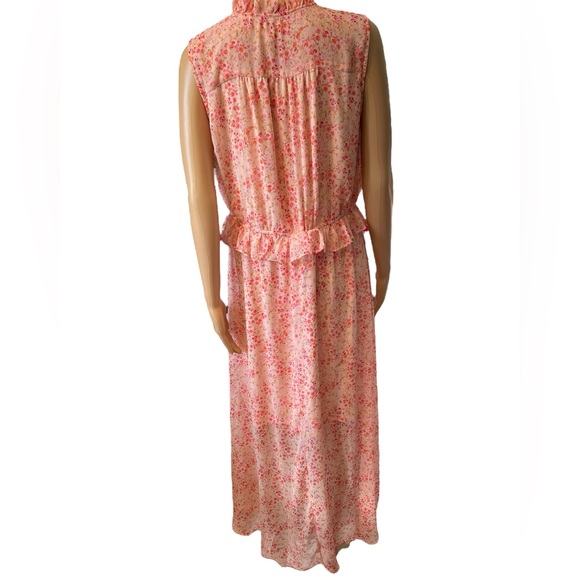 Versona Pink Cottagecore Romantic Boho Ethereal Floral Empire Waist Hi Low Dress - Picture 5 of 6